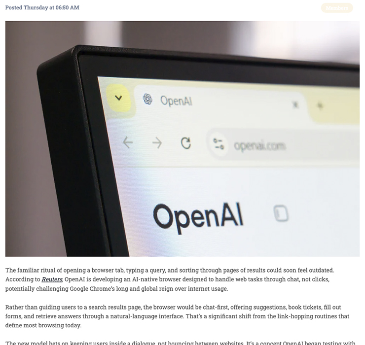 OpenAIが独自のブラウザを開発中